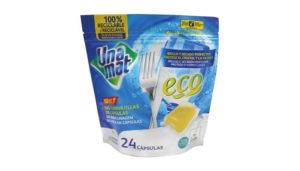 Doypack , envase 00% reciclable de Universal Sleeve para las cápsulas de lavavajillas Unamat.